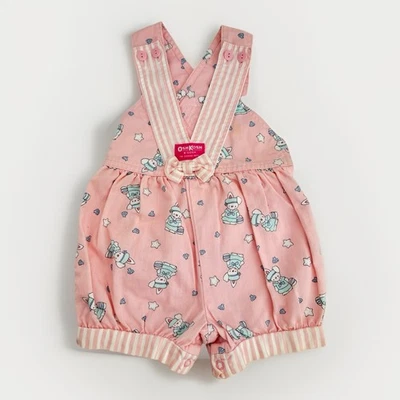 VINTAGE Osh Kosh Overalls Girls 3T Pink Bunny Rabbit Easter Print USA - Image 1 of 4