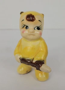 Devil Kewpie Figurine 1950s Japan pixie yellow 3.25" vintage - Picture 1 of 12