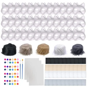36 Pcs DIY Therian Mask Kit Blank Cat Mask with Felt Fabric Sheet Plush Faux ... - Picture 1 of 7
