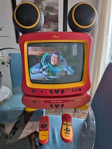 Disney Mickey Mouse 13" Color TV + DVD Player 2 Remotes Tested Works - Picture 1 of 6