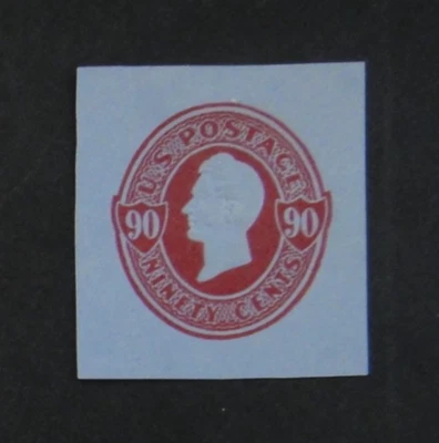 US Stamped Envelope U215 90c 1886 Cut Square Carmine on Blue - Image 1 of 2