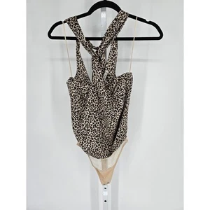 Abercrombie & Fitch Womens Sz XS Bodysuit Blouse Satin Leopard Print - Picture 1 of 3