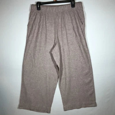 Pantalones informales para mujer Sigrid Olsen medianos marrón mezcla de lino pierna ancha Foto 1 de 4