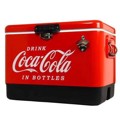 Coca-Cola 51L Stainless Steel Ice Chest with Bottle Opener 85 Can - Image 1 of 4