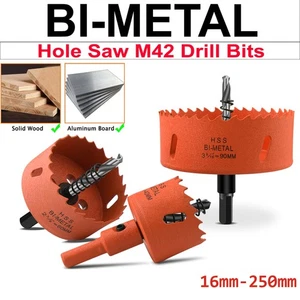 Bi metal Hole Saw 16-250mm Drill Bit Arbor Pilot Hole Saw HSS Metal Wood Plastic - Picture 1 of 65