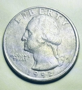 💥 1992 P Washington Quarter Broad Struck Off Center RIM ERROR - Picture 1 of 6