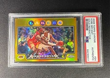KOBE BRYANT 2008 TOPPS CHROME #24 GOLD REFRACTOR W/ LEBRON JAMES 40/50 PSA AUTH