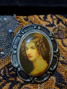 Precioso anillo/clip bufanda retrato tono plata vintage. J58phod* - Imagen 1 de 6