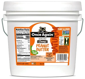 Natural, Creamy Peanut Butter, 9Lb Bucket -Kosher Non-Gmo Verified Salt Free, Un - Picture 1 of 5