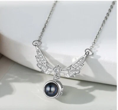 2Ct Round Cut Diamond Lab-Created  Women's Wings Necklace 14K White Gold Plated - Image 1 of 4