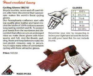 Vtg CANNONDALE 1984 Hand-Crocheted Cotton Leather Cycling Gloves M Made in USA - Picture 1 of 12