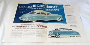 Hudson Hornet & Wasp 1952 anuncio plegable central a color original - Imagen 1 de 1