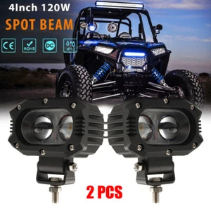 Barra de luz LED 6D 4" 120W cubo pod haz puntual para Polaris Sportsman RZR Ranger ATV - Imagen 1 de 9