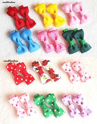 VNRIBBONBOW PAIR of Girls Baby Kids Children Hair Accessories Bows Alligator Clips Slides