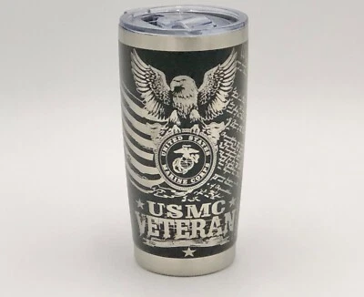 USMC Veterano Personalizado 20oz Grabado Láser Viaje Taza de Café Taza Militar Foto 1 de 4