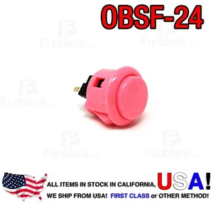 Sanwa OBSF-24 - PINK Push Button JAMMA guitar killswitch 24mm MAME - Picture 1 of 4