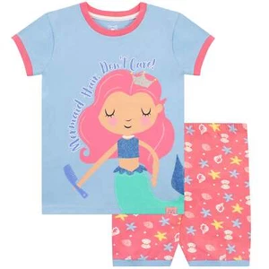 Meerjungfrau Schlafanzug Kinder Mädchen 3 4 5 6 7 8 9 10 Jahre Schlafanzug T-Shirt Shorts blau pink - Bild 1 von 7