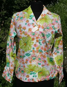 Lady Manhattan 12 Button Front Shirt Blouse Floral Womens Top Retro Hippie Vtg - Picture 1 of 7
