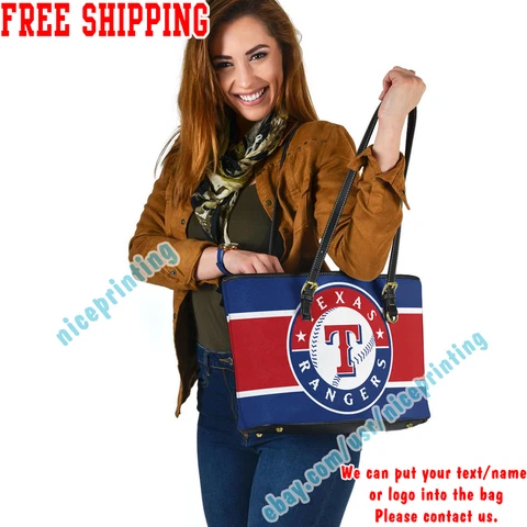 Texas Rangers Leather Tote Shoulder Bag Women Girl Satchel Fans Gift MLB Cover