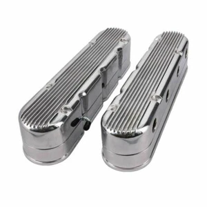 Polished  Finish Finned Aluminum 2 Piece  Valve Covers  for GM LS V8's  - Imagen 1 de 8