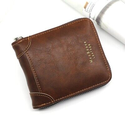 NEW Brown Leather Bifold Wallet Men RFID Hold...