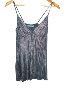 VELVET BY GRAHAM & SPENCER STRAP BUSTIER TOP METALLIC SILVER MICROMODAL LARGE - Picture 1 of 2