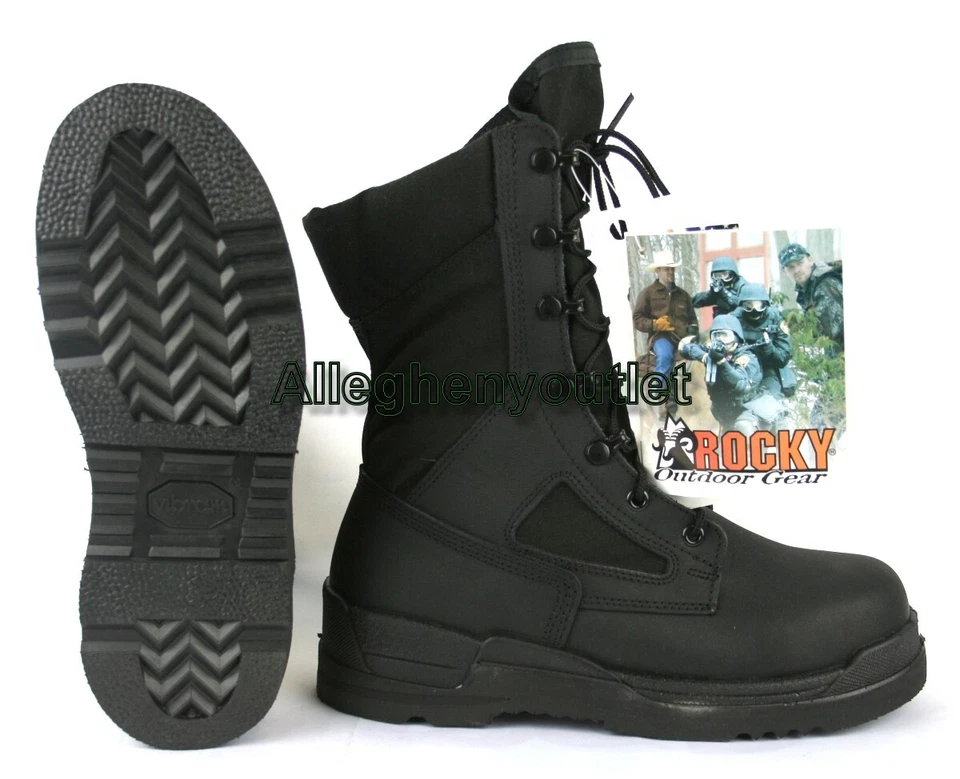 USGI MILITARY NAVY Rocky Mens Safety Steel Toe Hot Weather Boots Black 6.5R NEW - Image 1 of 4