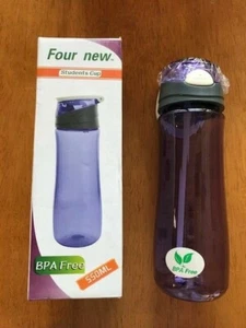 550ML Sports Cup Water Bottle Plastic Cup with Straw Purple NWT FAST SHIPPING - Picture 1 of 4
