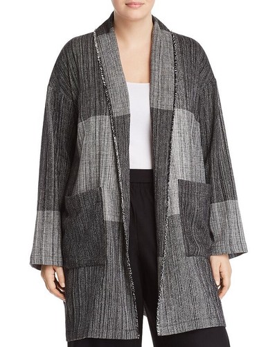 VETEMENTS Eileen Fisher Donna L XL Giacca Collo Scialle Blocco Colore 100% Cotone Organico