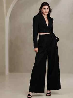 Banana Republic 6 Cara Wool Blend Pant Sz 6 Black #506174 NEW - Image 1 of 4