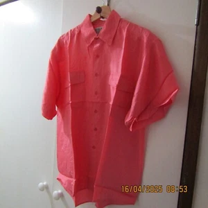 Camisa para hombre talla M ganadora rosa 100 % seda lavada 2 bolsillos delanteros S/S - Imagen 1 de 10