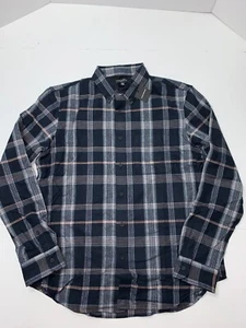 Auténtica camisa de franela de algodón a cuadros Club Monaco azul marino para hombre talla L* - Imagen 1 de 8