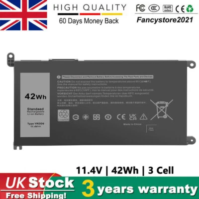 YRDD6 BATTERY FOR DELL INSPIRON 17 3780 3781 3793 LATITUDE 3500 42WH 11.4V - Image 1 of 4