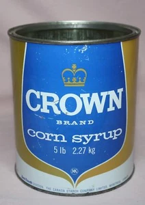 CORN SYRUP TIN/CAN -CROWN BRAND 5 LB. BEST FOODS DIV CORN STRACH CO. CANADA - Picture 1 of 6
