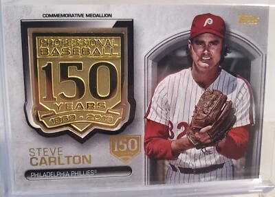 2019 Topps 150th Anniversary RELIC Medallion STEVE CARLTON Card AMM-SC HOF #/150 - Image 1 of 2