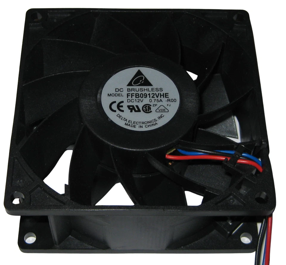 Delta FFB0912VHE High Power Cooling Fan 6W, 12V, 85 CFM - Black
