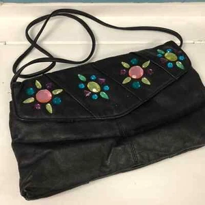 Vintage made in Korea crossbody bag with plastic colorful rhinestone 13” x 8” - Picture 1 of 7