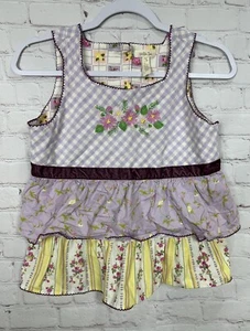 Matilda Jane girls cotton tunic top shirt sleeveless purple floral, sz 14, GUC - Picture 1 of 5