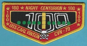 CVN-70 USS CARL VINSON 100 TRAMPAS NOCTURNAS CENTURIÓN PARCHE CRUCERO - Imagen 1 de 1