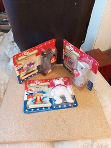 Ty Beanie Babies American Trio Lefty, Righty And Libearty Unopened - Picture 1 of 7