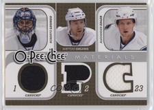 2008 O-Pee-Chee Triple Materials Roberto Luongo Mattias Ohlund Alexander Edler
