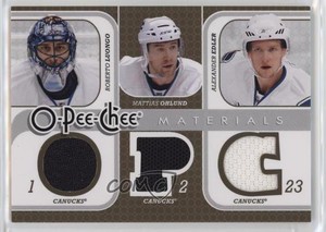 2008 O-Pee-Chee Triple Materials Roberto Luongo Mattias Ohlund Alexander Edler