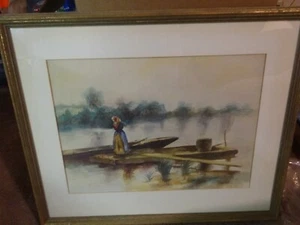 Pintura ACUARELA de colección llamada The FERRY CROSSING de fecha 1904 sin firmar - Imagen 1 de 6