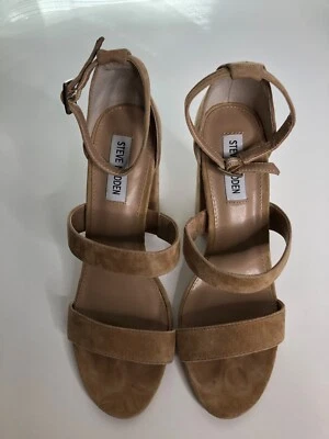 Steve Madden Jordie 裸色中性麂皮绒踝带高跟鞋 7.5 M — 第 1/4 张图片