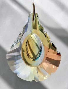 63mm Baroque Illusion Drop scalloped edge AB Coated Crystal Prism 2-1/2" - Picture 1 of 4