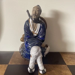 10"Eight Immortals Personage Statue China Pottery Clay Pure Handcrafted - Picture 1 of 8