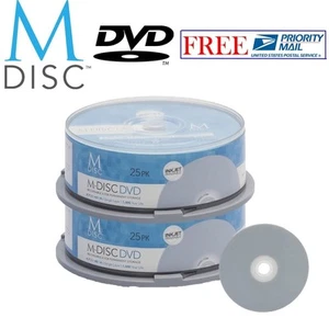 50 Pack Millenniata M-Disc DVD 4.7GB 4X White Inkjet Printable Recordable Disc - Picture 1 of 3