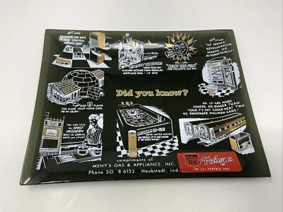 Bandeja de cenizas publicitarias negra ahumada Phillips 66 Philgas Haubstadt IN rara de colección Foto 1 de 3