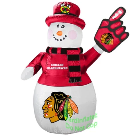 7' Air Blown Inflatable NHL Chicago Blackhawks Snowman Mascot Yard Decoration Cover