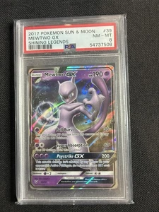 2017 PSA 8 Pokemon Sun & Moon Shining Legends Mewtwo EX 39/73 Card - Picture 1 of 2